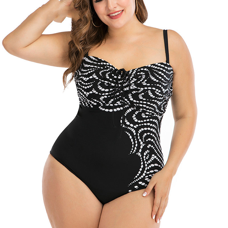 Plus Size Printed Ruched One-Piece Swimsuit