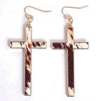 Fashionable Leopard Print Cross Earrings with Leather | Christian Jewelry