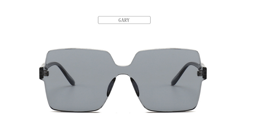 Red Oversized Rimless Square Sunglasses