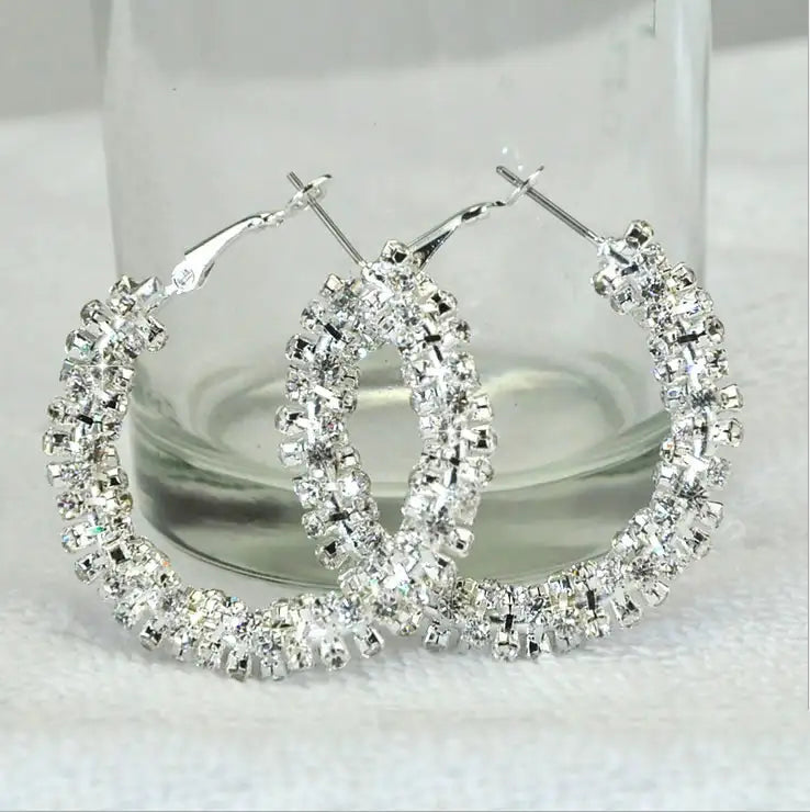 Rock Crystal Hoop Earrings In Silver Polish | Jewelry