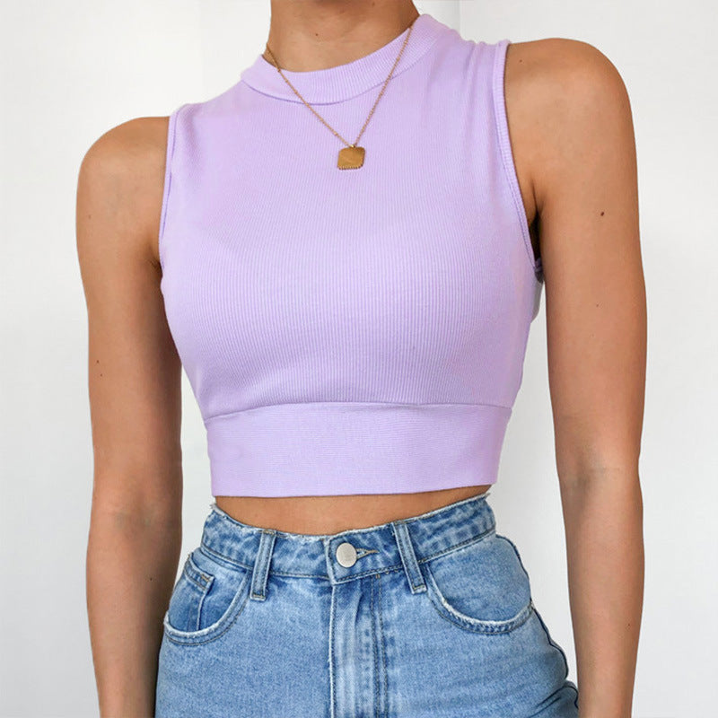23188P Knit Hollow Short Tank Top - Women's Fashion