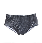 Men's Black and White Line Print Swim Briefs