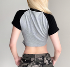 Women's Asymmetrical Crop Top with Bump Shoulder Design