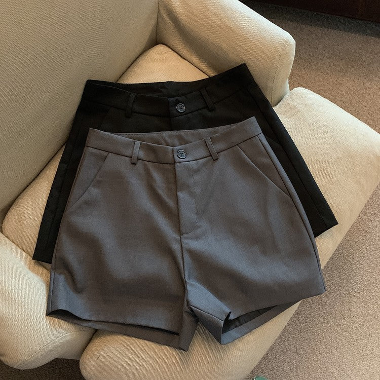 Gray High-Waist A-Line Shorts for Women
