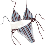 Women's Blue Striped Tie-Dye Bikini Set