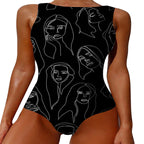 Plunge V Floral Vine Print One-Piece Swimsuit