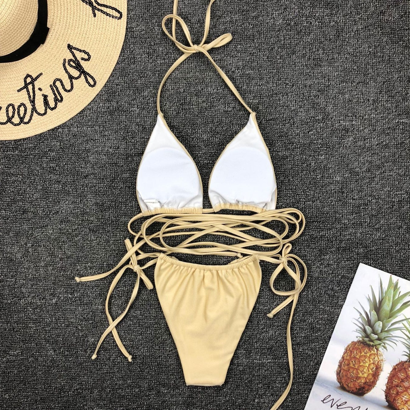 White Strappy Wrap Bikini Set