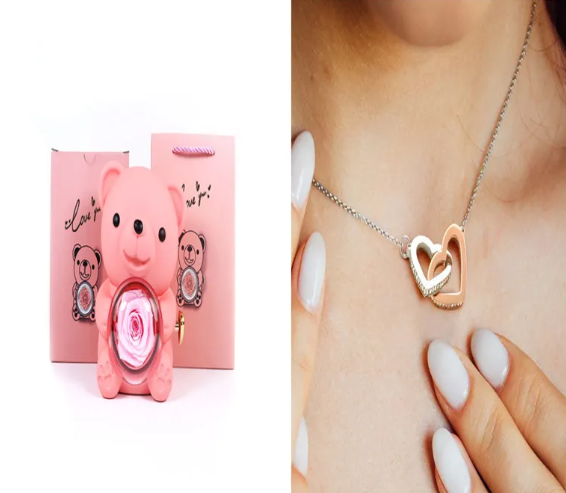 Rotating Rose Teddy Bear Gift Box | Home Decor