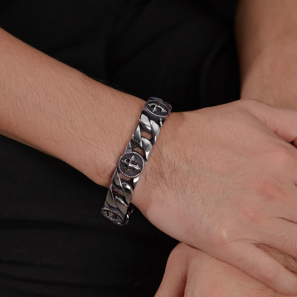 Vintage Titanium Steel Cross Shelf Bracelet