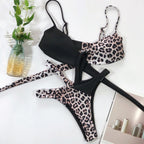 High Waist Leopard Print Bikini Swimsuit for Women