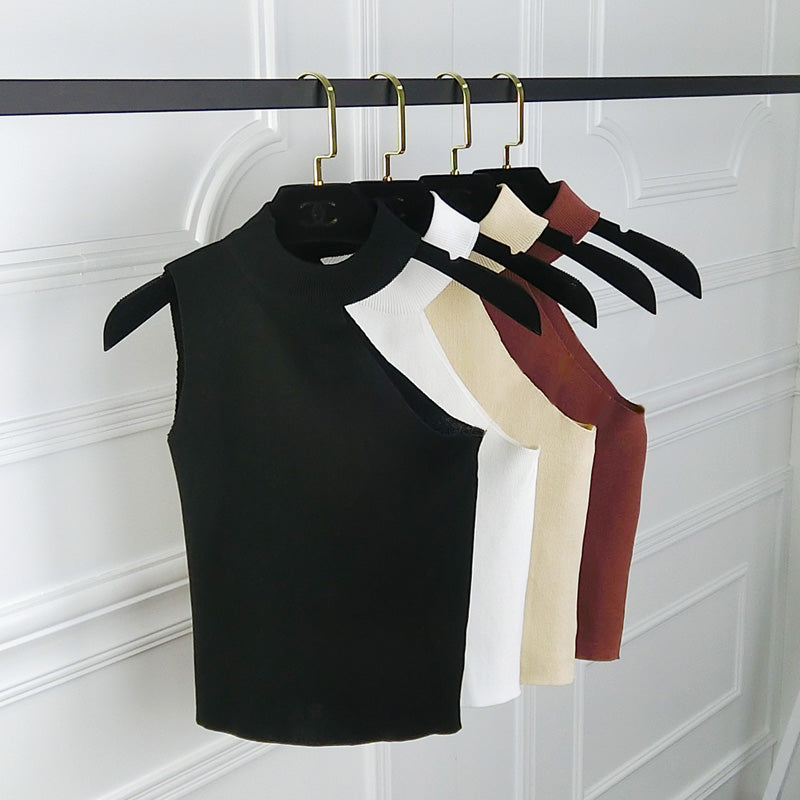 Versatile Off-Shoulder Crop Top with Knitted Tank