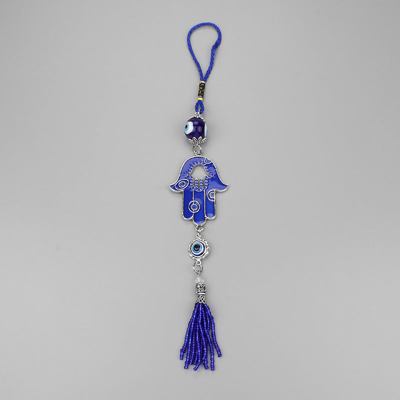 Blue Eye Fatima Hand Tassel Keychain with Evil Eye | Accessory