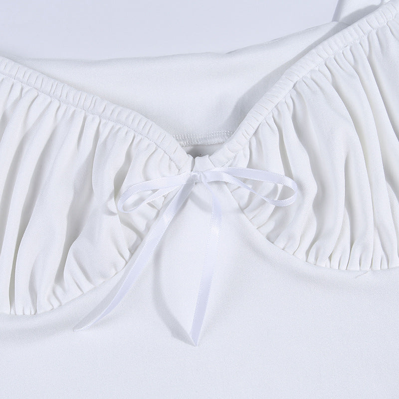 Women's Sexy Bow Tie Pleated U-Neck Tank Top