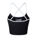 Letter Embroidered Crop Top with Spaghetti Straps