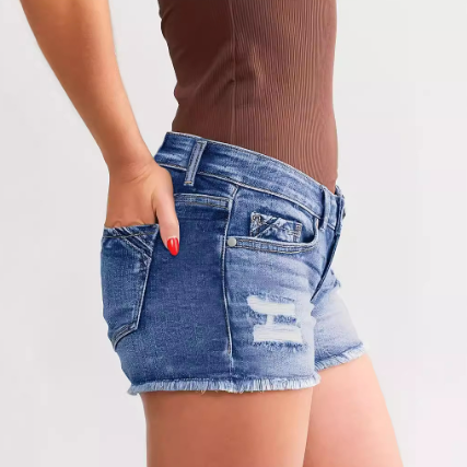 Women's Ripped Button Wadding Shorts