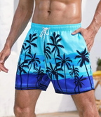 Men's Palm Tree Print Quick-Dry Swim Trunks