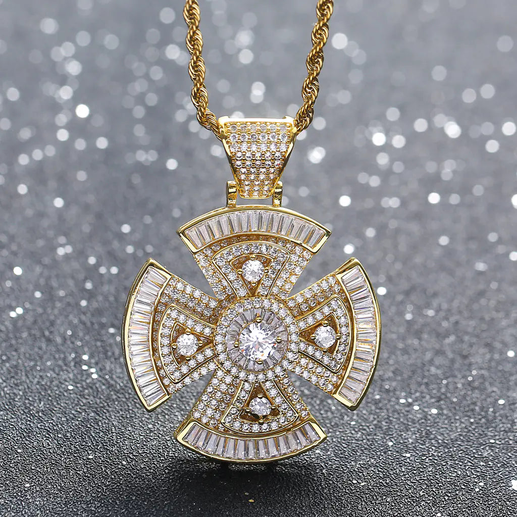 Trendy Rotating Cross Pendant with Zircon Inlay for Men | Christian Jewelry