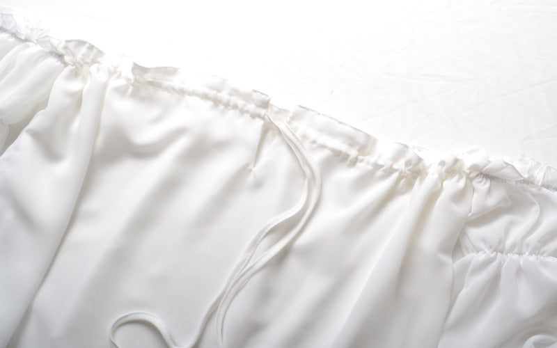 Women's White Off-Shoulder Ruffle Chiffon Cover-Up Top