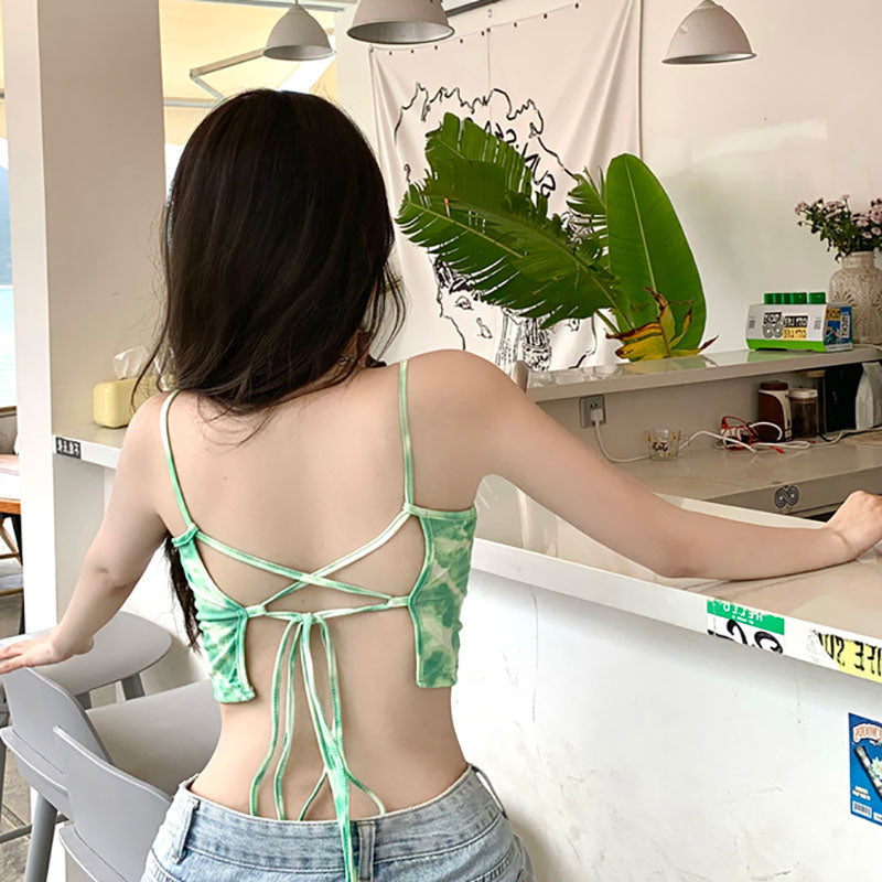 Y2K Tie-Dye Open-Back Cami Top