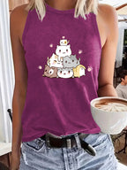 Harajuku Anime Print Sleeveless Crop Top for Students