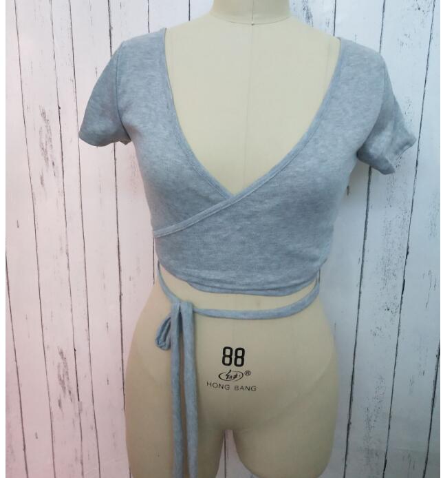 2022 Summer Women Casual Deep V-Neck Crop Top