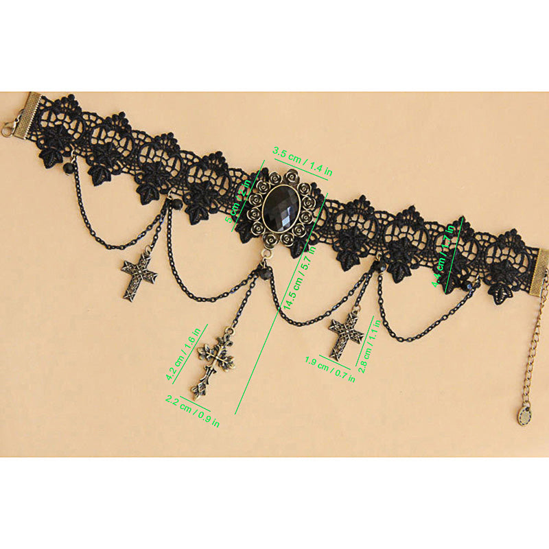 Vintage Harajuku Style Cross Choker Necklace Trio