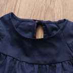 2019 Girls' White Printed Top with Denim Shorts Set