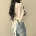Women's Summer Back Tie Bow Knot Crop Top Shirt