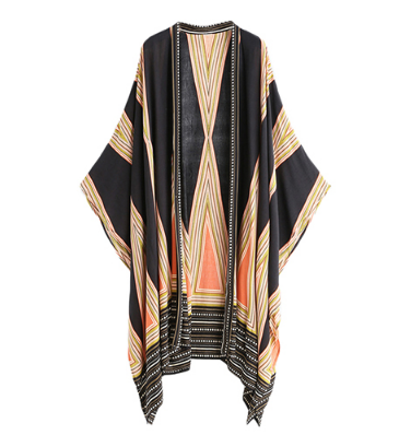Long Cardigan Beach Cover-Up with Floral Print for Women