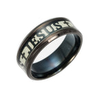 Jesus Cross Ring - Christian Faith Band - Black / 6
