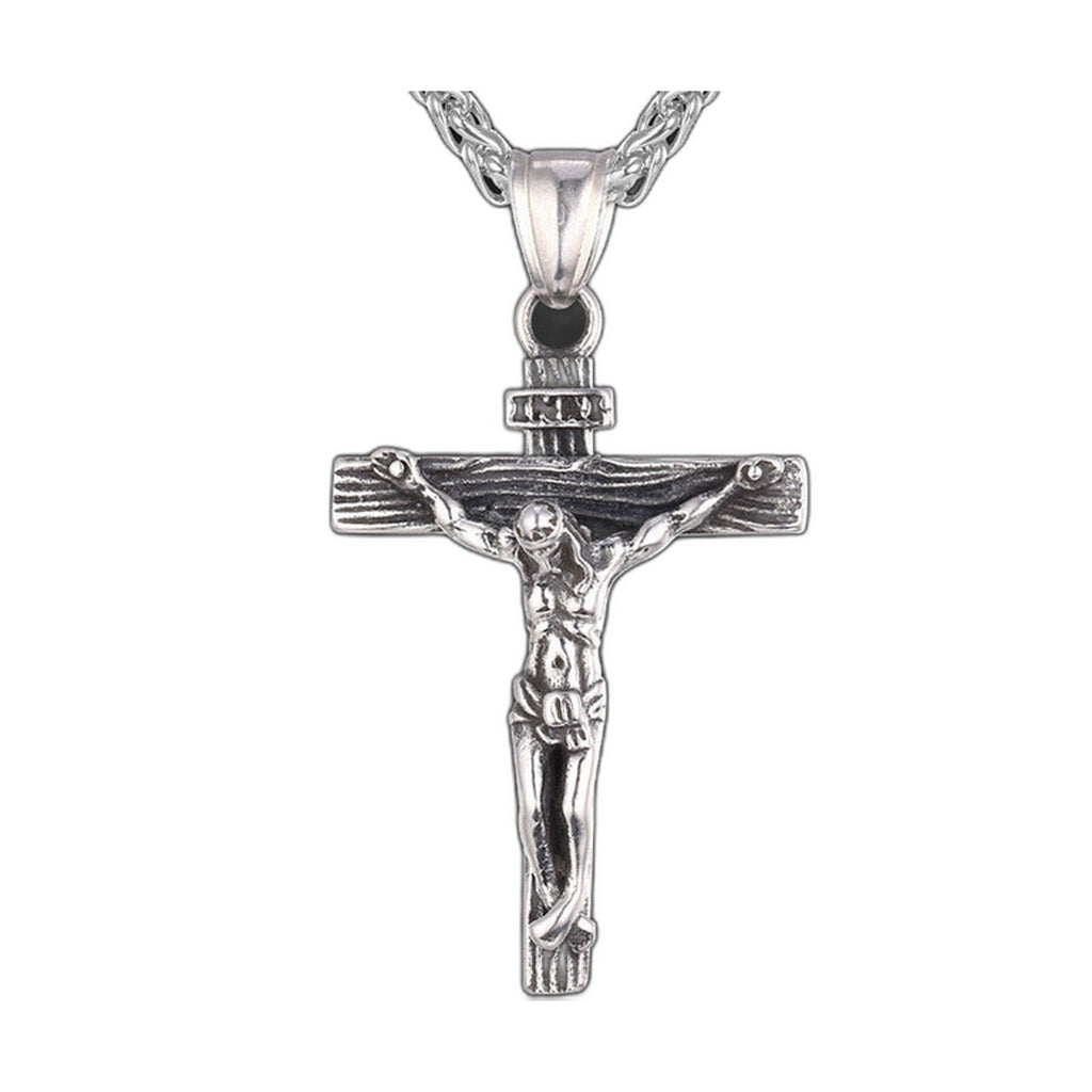 Stainless Steel Jesus Cross Necklace with Chain | Christian Jewelry