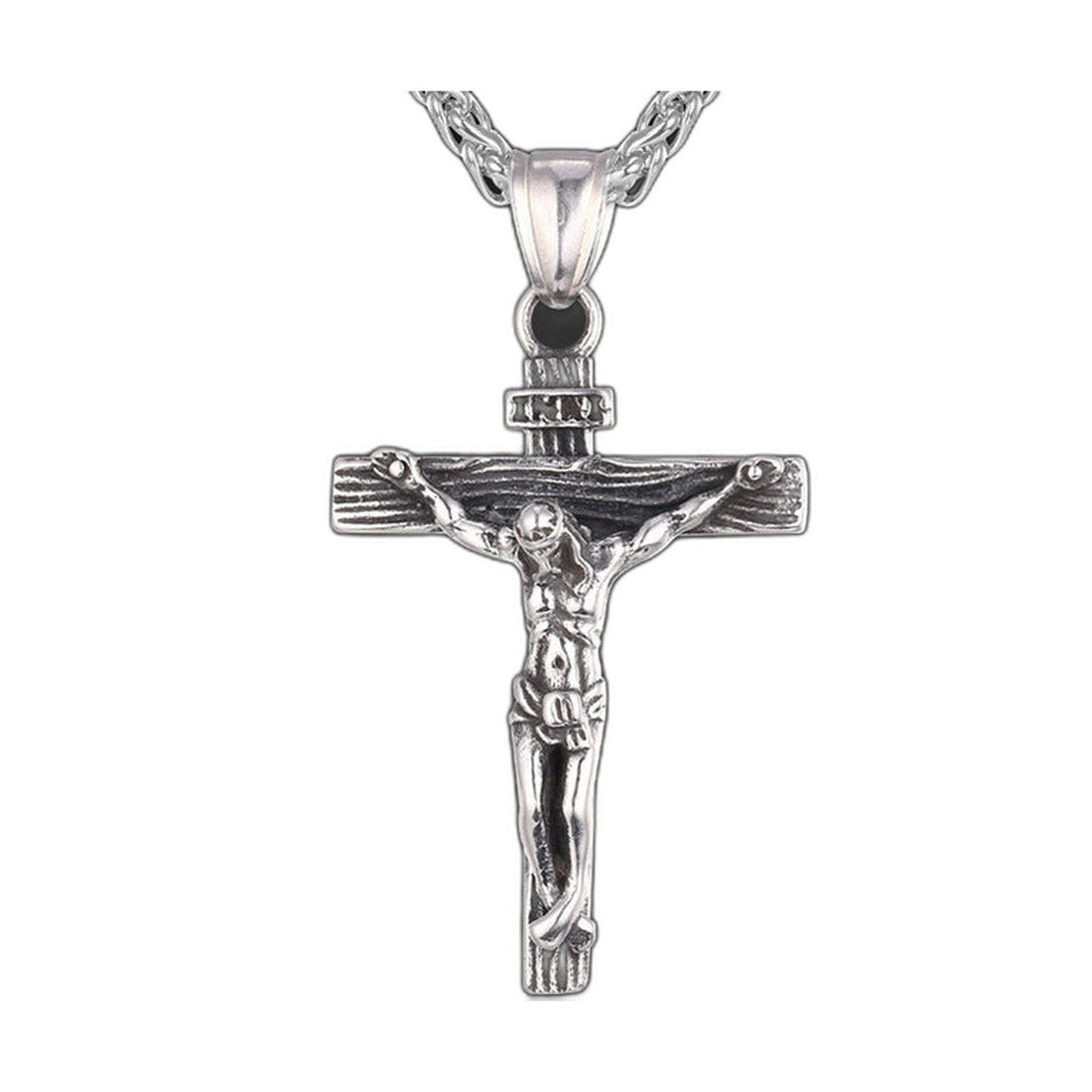 Stainless Steel Jesus Cross Necklace with Chain | Christian Jewelry