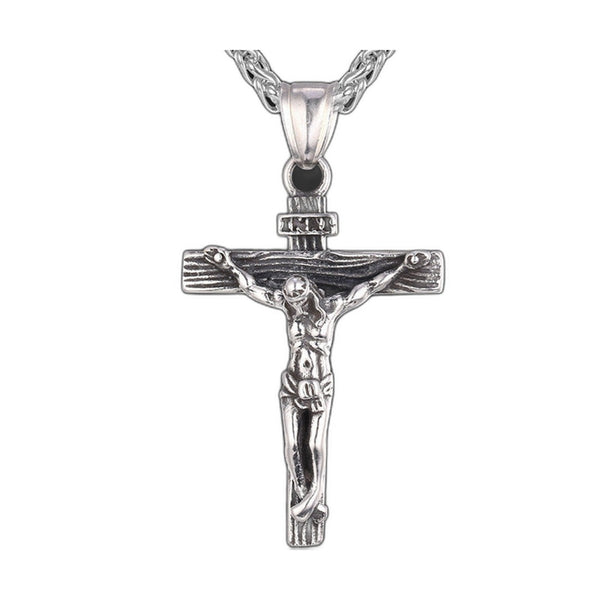 Stainless Steel Jesus Cross Necklace with Chain | Christian Jewelry