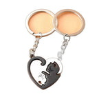 Cat Lovers Heart Keychain Pendant | Accessory - X1435 Love Couple Cat (Amazon swatch)