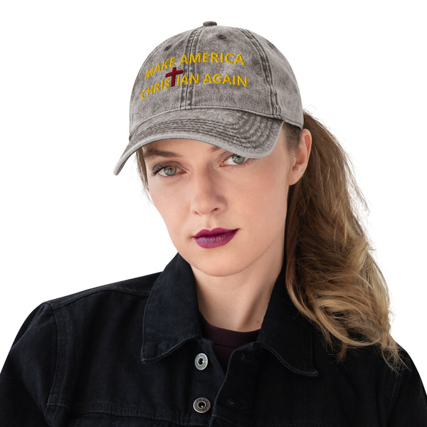 MACA Vintage Hat - Make America Christian Again (Grey)