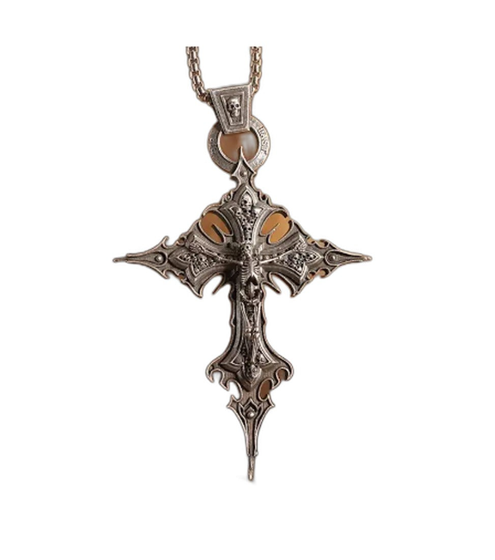 Vintage Gothic Cross Chain with Skull Pendant (One Piece) | Christian Jewelry